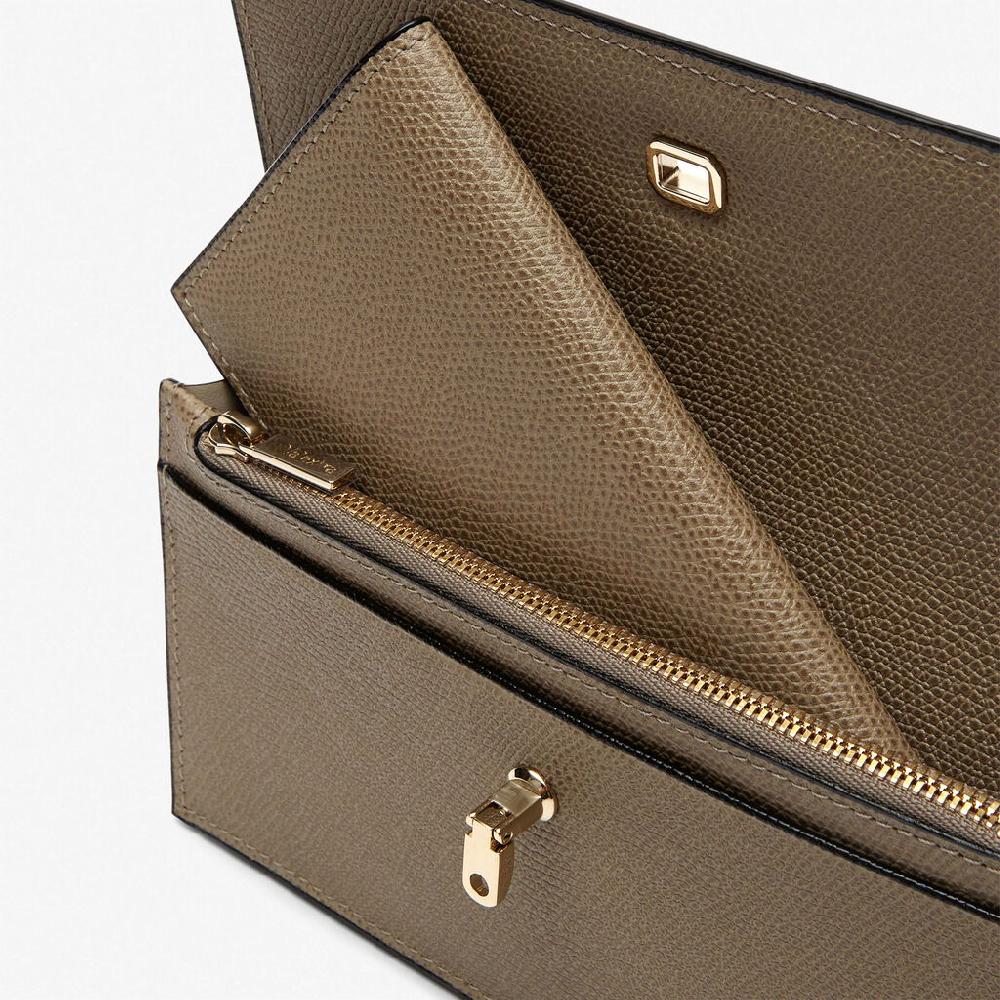 Valextra Valextra Brera: Portafoglio Grande In Pelle Marrone Tortora