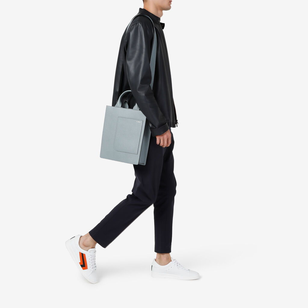 Valextra Tote Bag Mini In Pelle Blu | Valextra Boxy