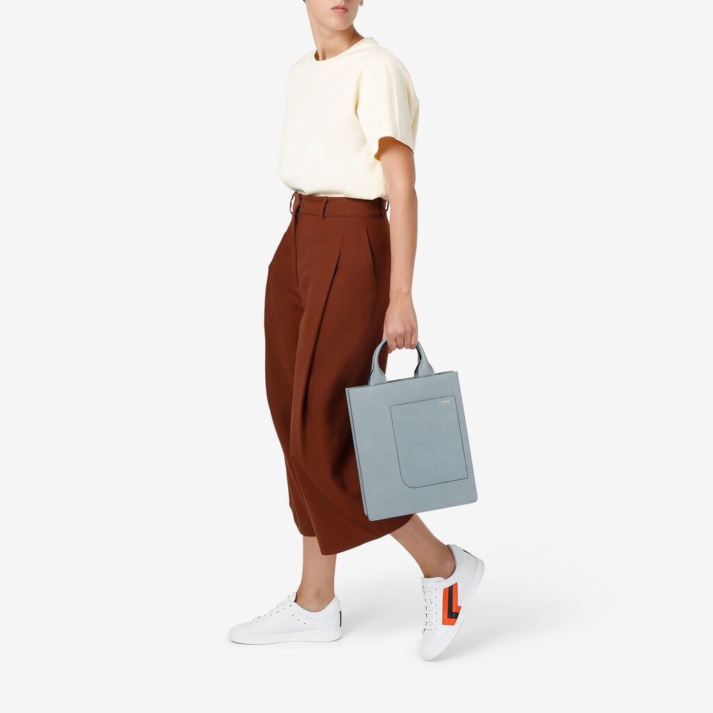 Valextra Tote Bag Mini In Pelle Blu | Valextra Boxy