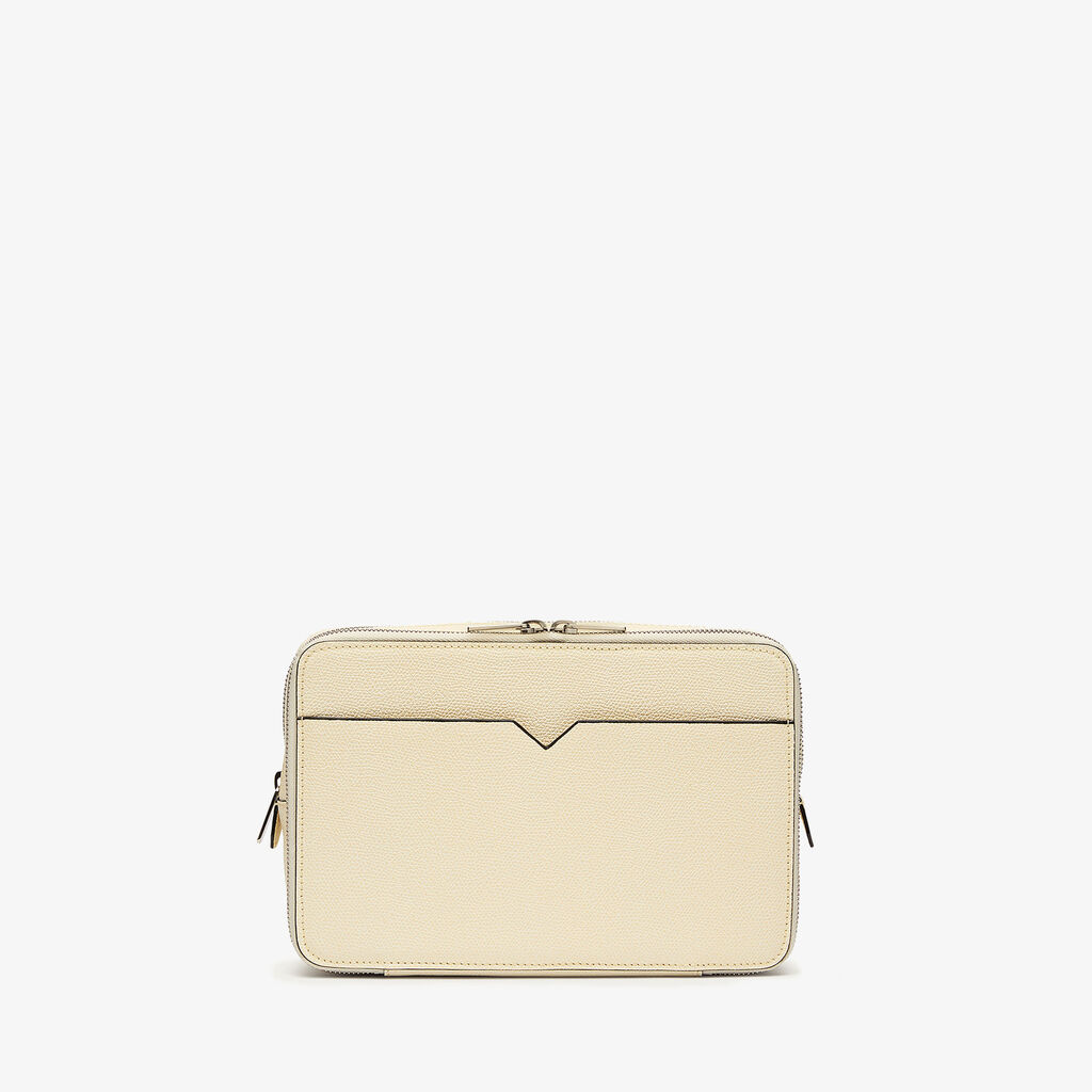 Valextra Valextra V-Line: Marsupio a tracolla in Pelle Bianca di lusso