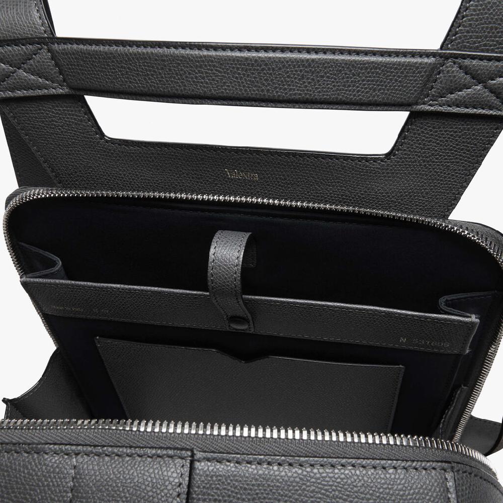 Valextra Valextra V-Line: Zaino Da Viaggio Porta PC In Pelle Grigia