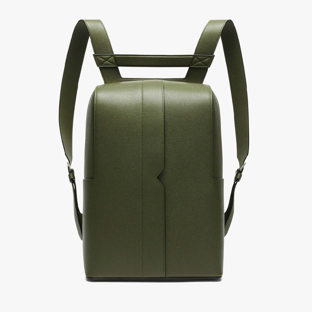 Valextra Valextra V-Line: Zaino elegante da lavoro in Pelle Verde Militare