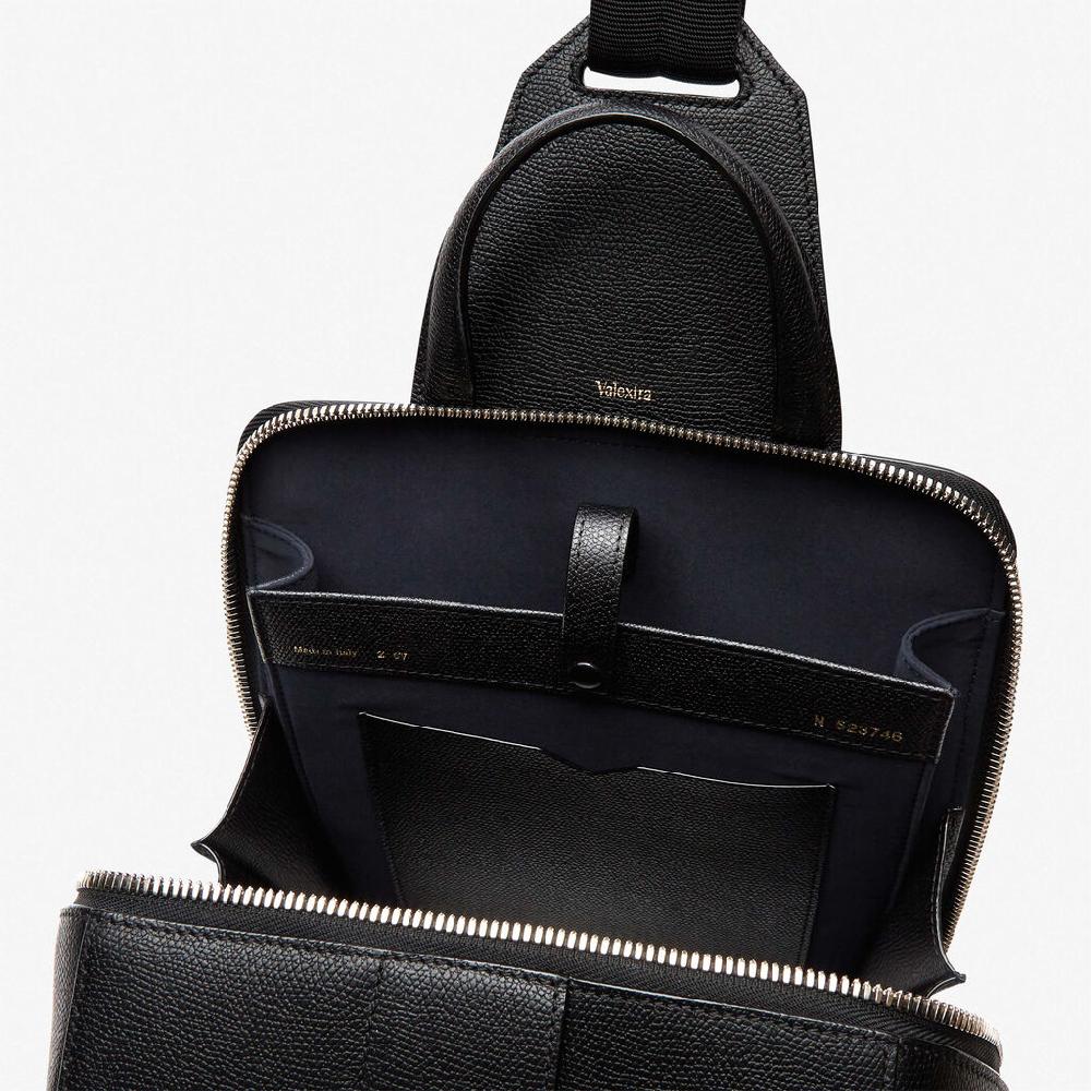 Valextra Valextra V-Line: Zaino Monospalla Con Porta IPad In Pelle Nera