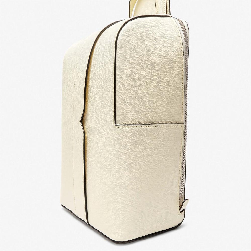 Valextra Valextra V-Line: Zaino Monospalla In Pelle Bianca