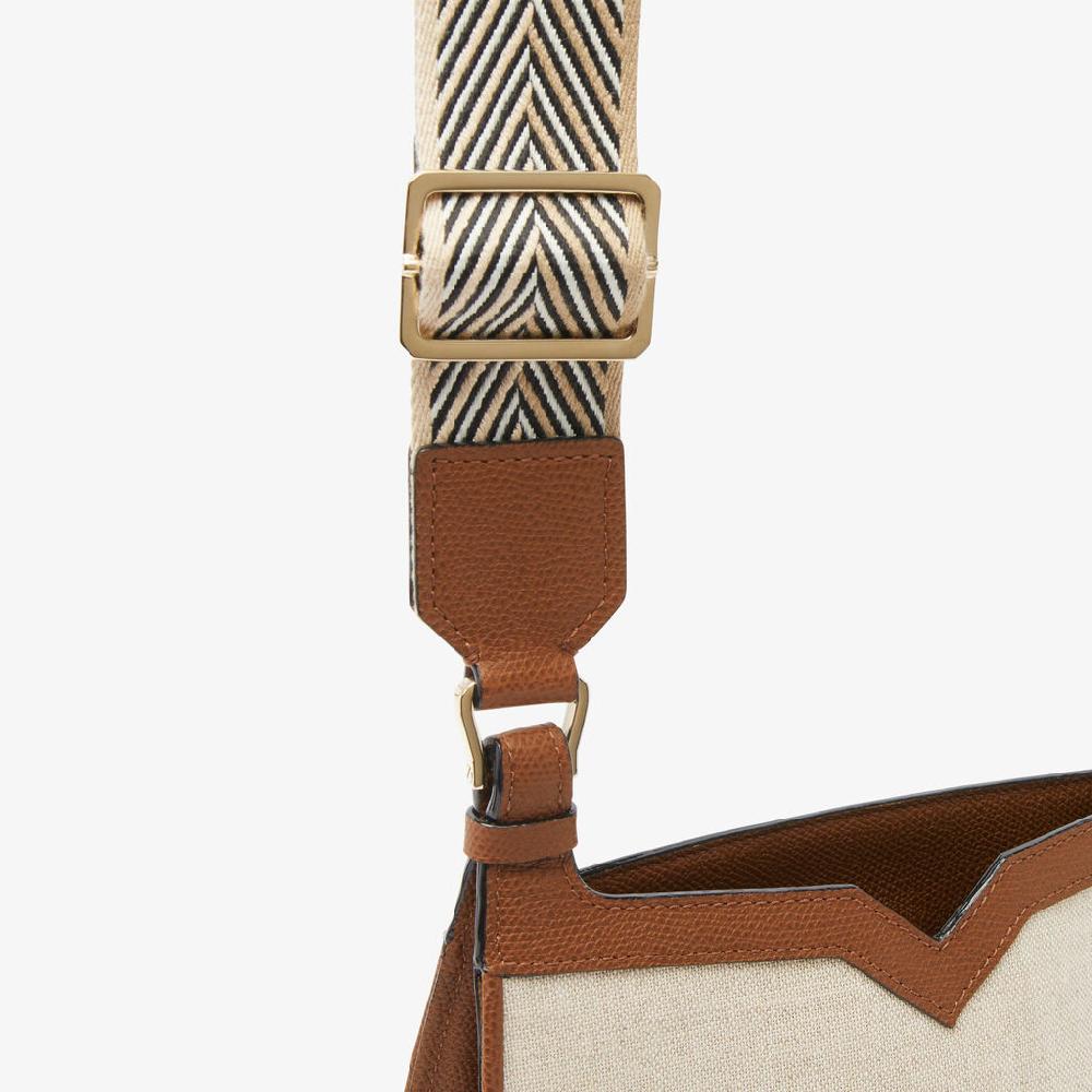 Valextra Weekend Bag Da Donna In Tessuto Grigio E Marrone | Valextra Hobo