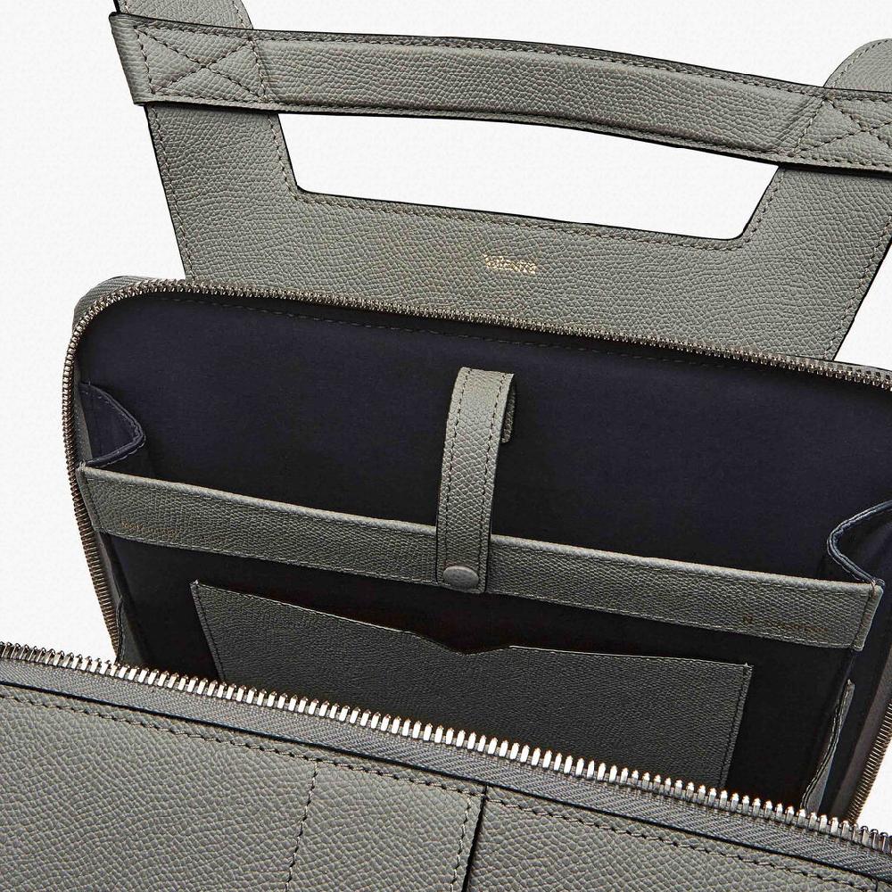 Valextra Zaino Da Uomo Di Lusso In Pelle Rigida Grigia | Valextra V-Line