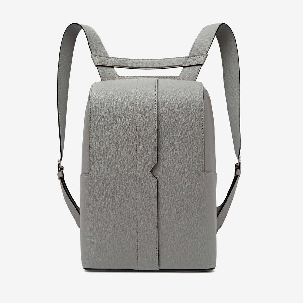 Valextra Zaino da Uomo di Lusso in Pelle rigida Grigia | Valextra V-Line