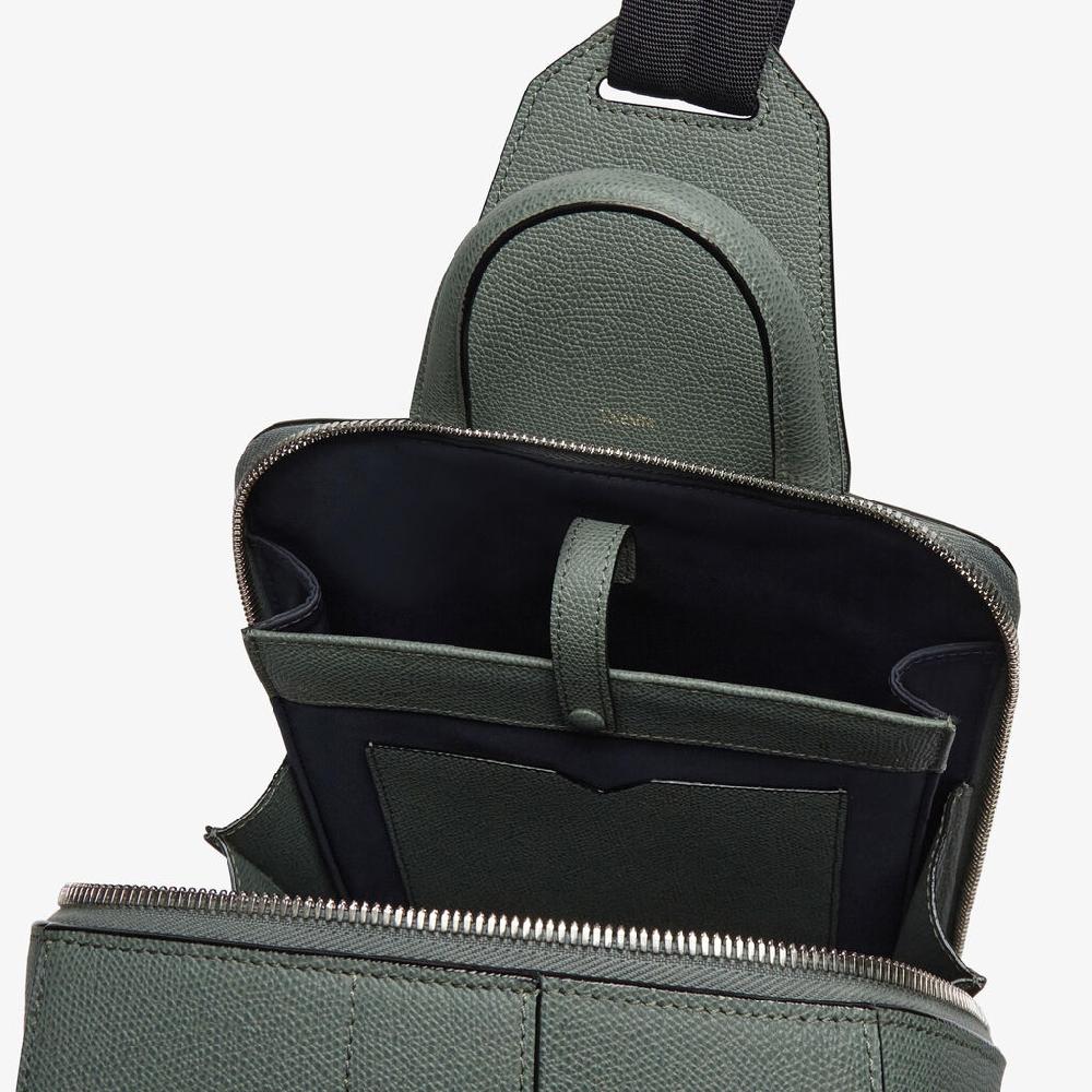 Valextra Zaino Da Uomo In Pelle Verde Di Lusso | Valextra V-Line