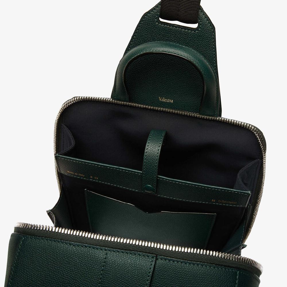 Valextra Zaino Monospalla Da Uomo In Pelle Verde | Valextra V-Line