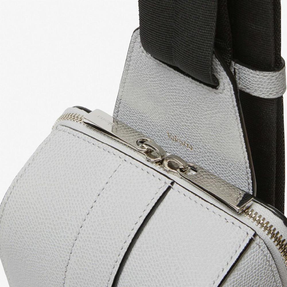 Valextra Zaino Monospalla Ergonomico In Pelle Grigia | Valextra V-Line