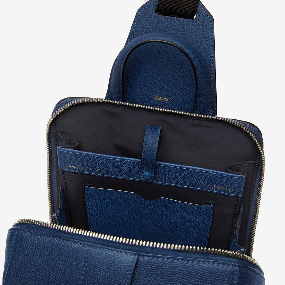 Valextra Zaino Monospalla Uomo Di Lusso In Pelle Blu | Valextra V-Line