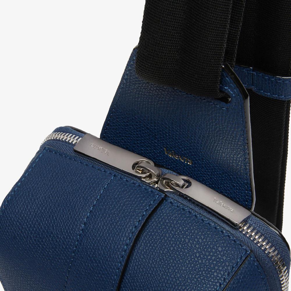 Valextra Zaino Monospalla Uomo In Pelle Blu Zaffiro | Valextra V-Line