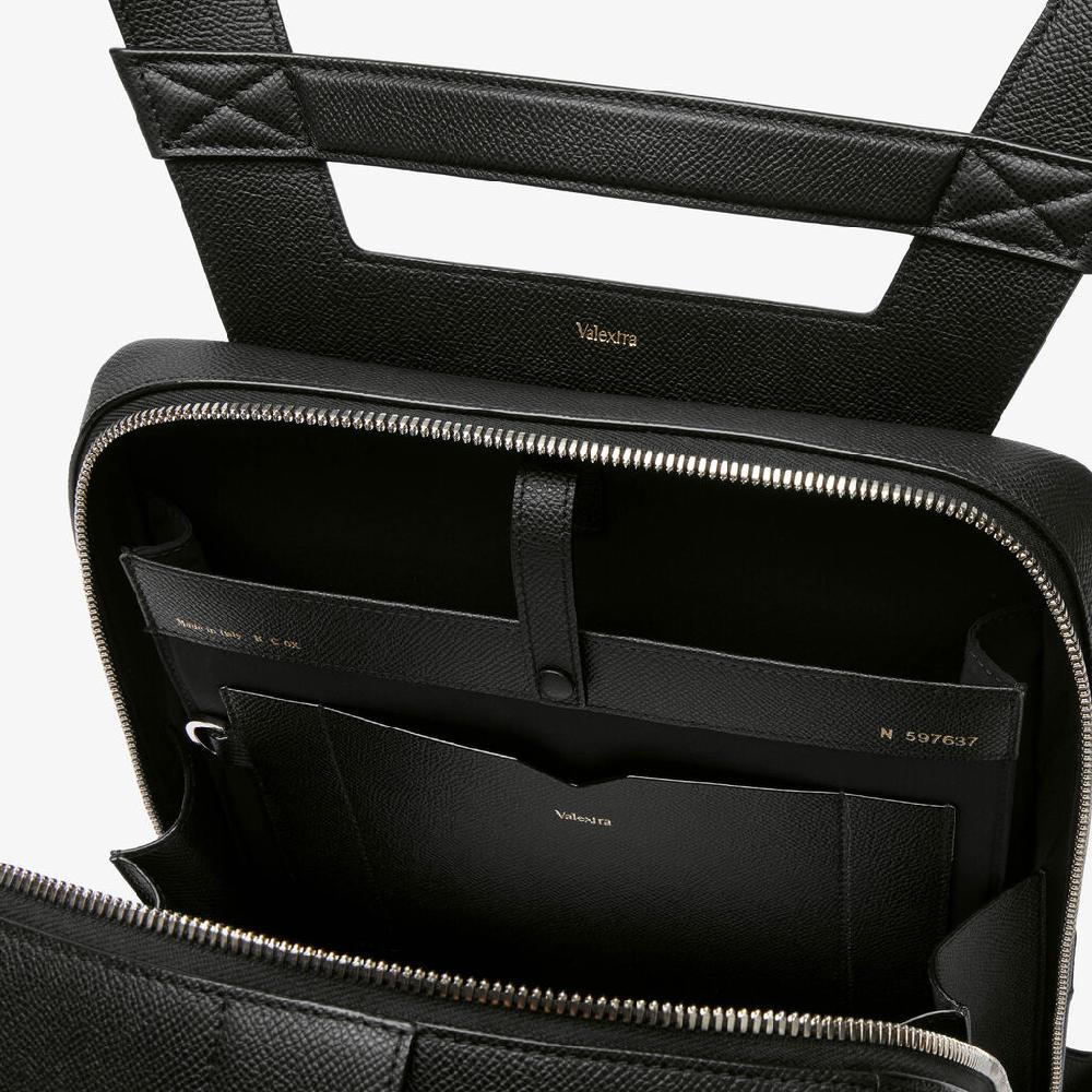 Valextra Zaino V-Line | Pelle Di Vitello Millepunte Soft | Nero | Valextra