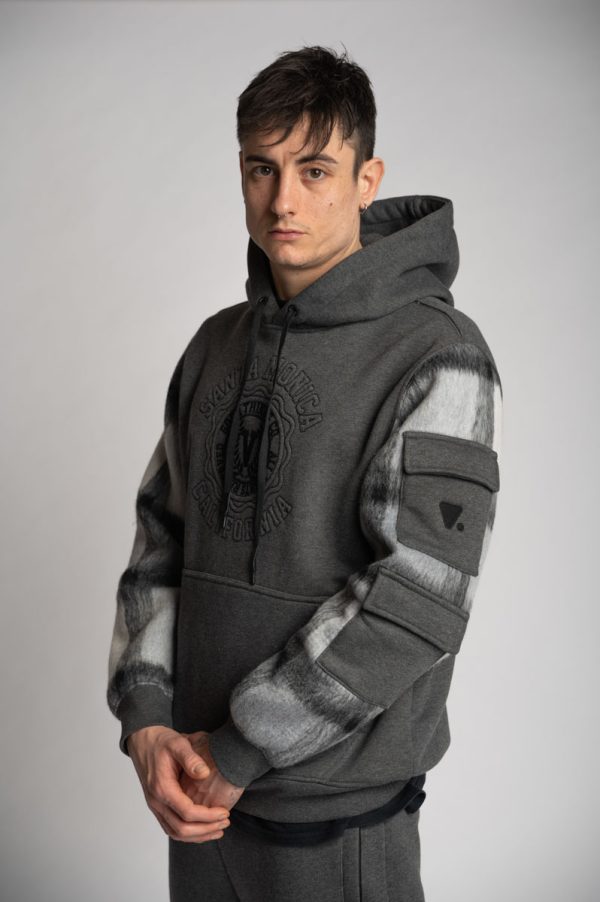 Valvola Fashion FELPA CAPPUCCIO CON MANICHE IN CONTRASTO TARTAN