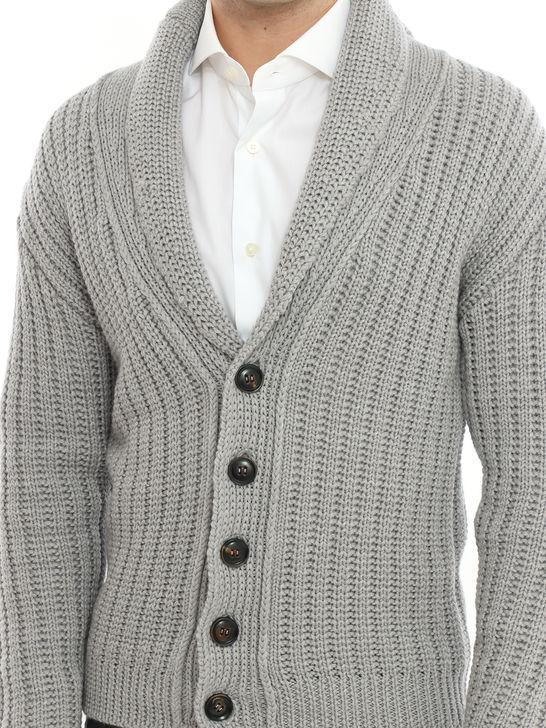 Rakki Cardigan Rakkì Collo Sciallato Grigio