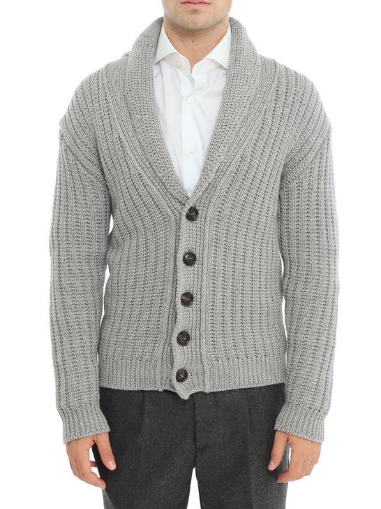 Rakki Cardigan Rakkì Collo Sciallato Grigio