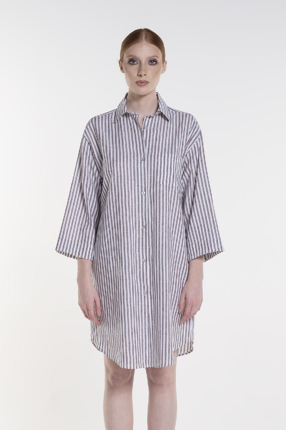 Verdiani Chemisier Lino/Cotone Riga