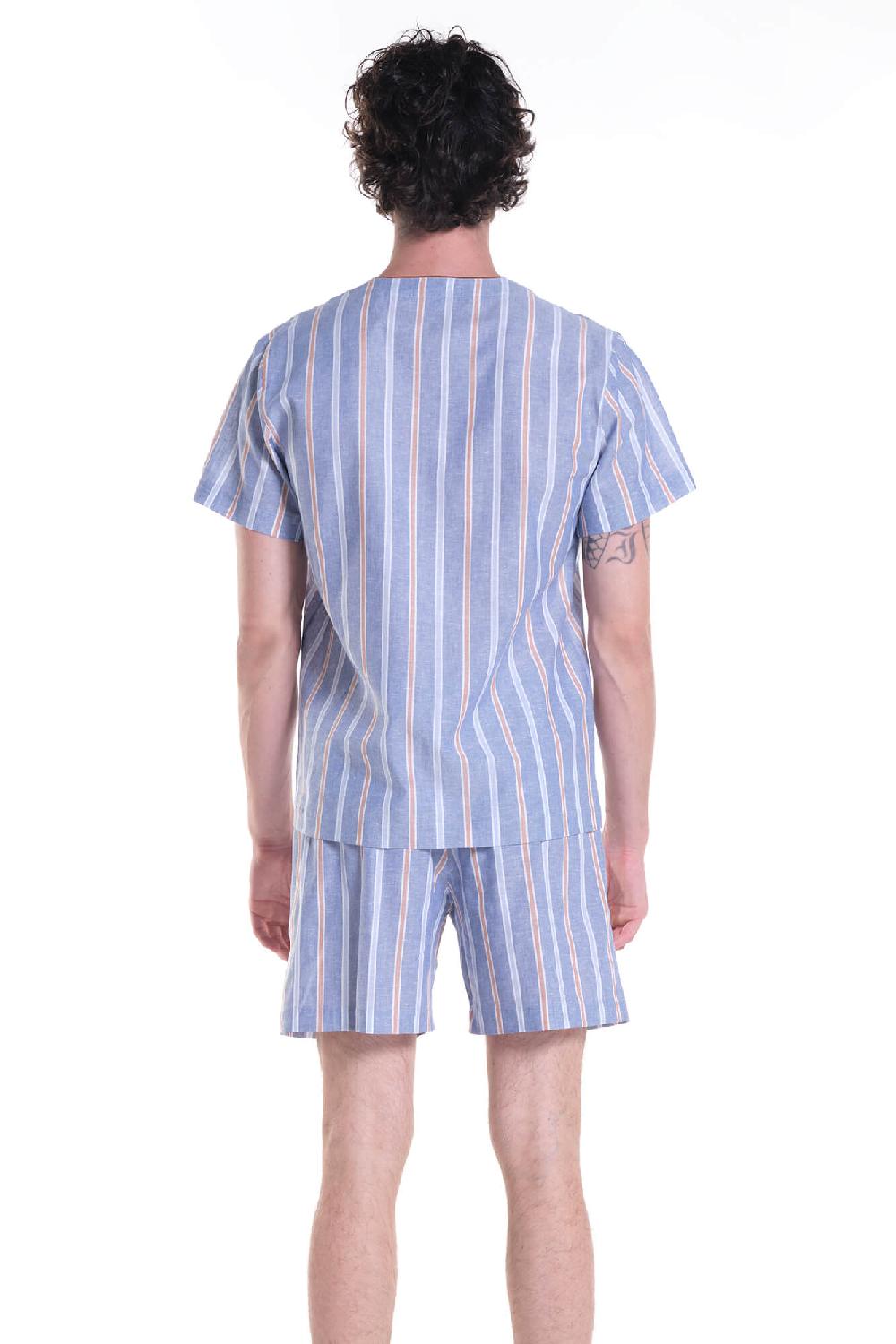 Verdiani Pigiama Navetta Riga Lino/Cotone