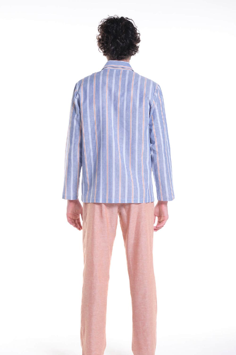 Verdiani Pigiama Navetta Riga Lino/Cotone