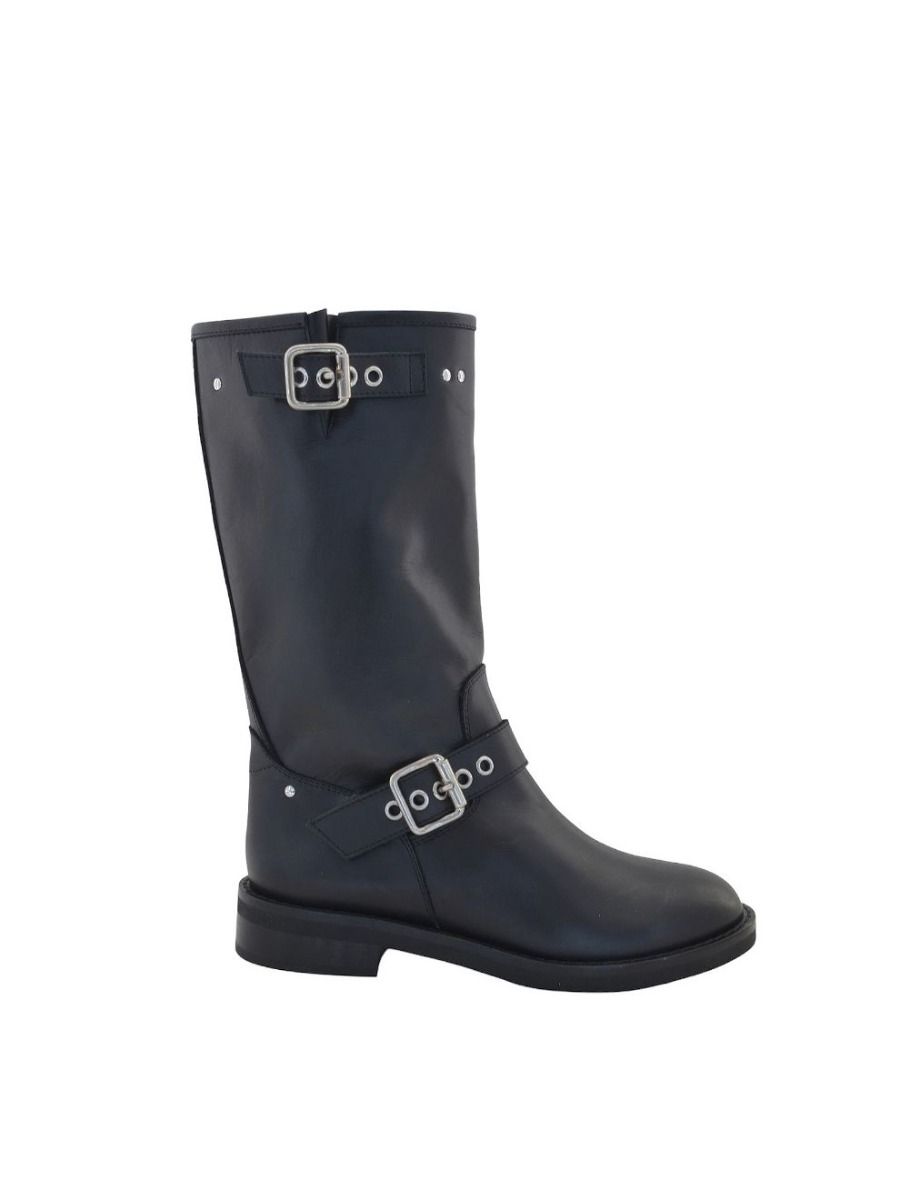 Via Roma 15 Biker doppia fibbia in pelle nera 4184 - Via Roma 15 Via Roma 15 Biker doppia fibbia in pelle nera 4184 - Via Roma 15