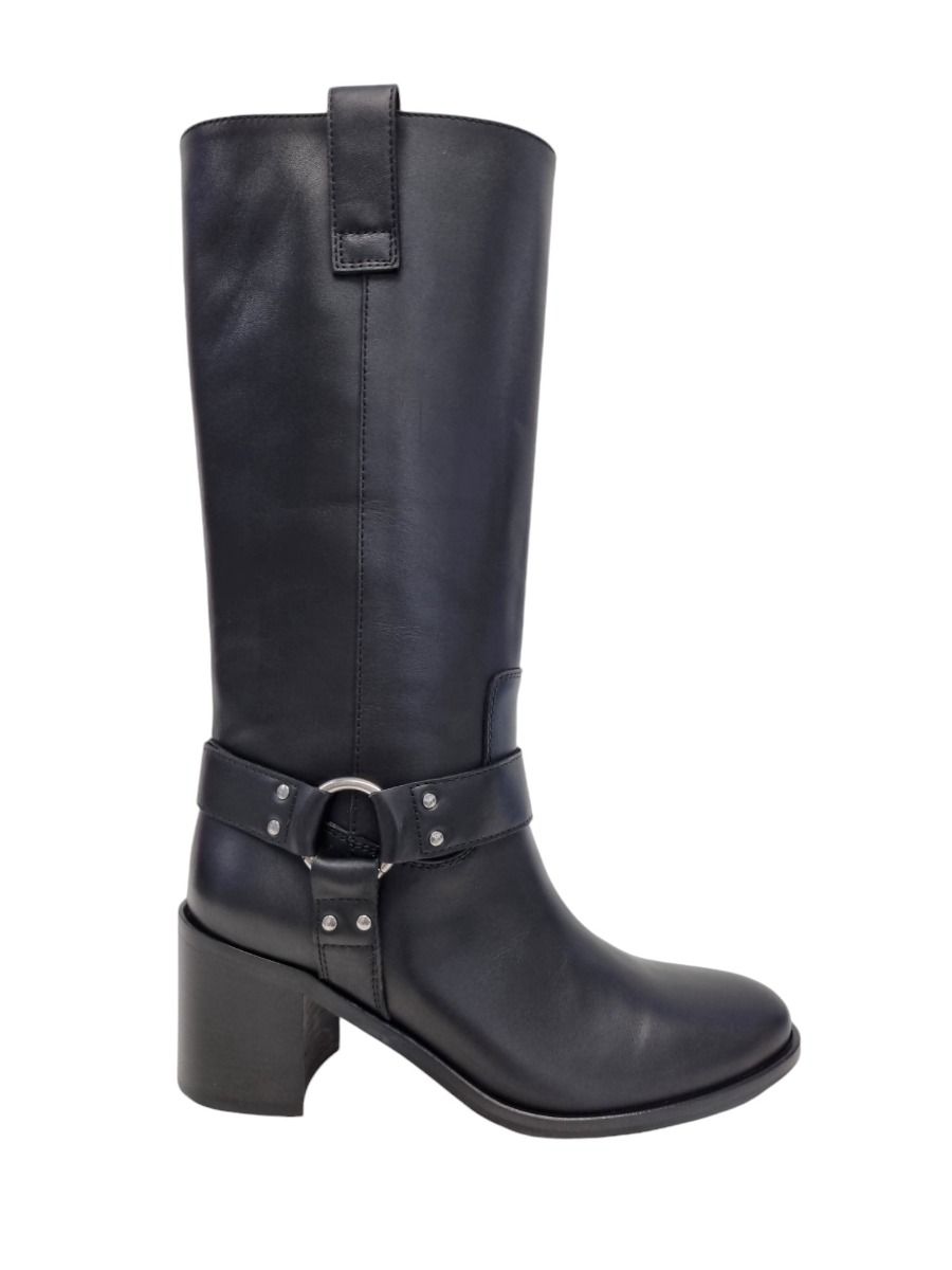 Via Roma 15 Biker tacco esterno pelle nera 4209 - Via Roma 15 Via Roma 15 Biker tacco esterno pelle nera 4209 - Via Roma 15