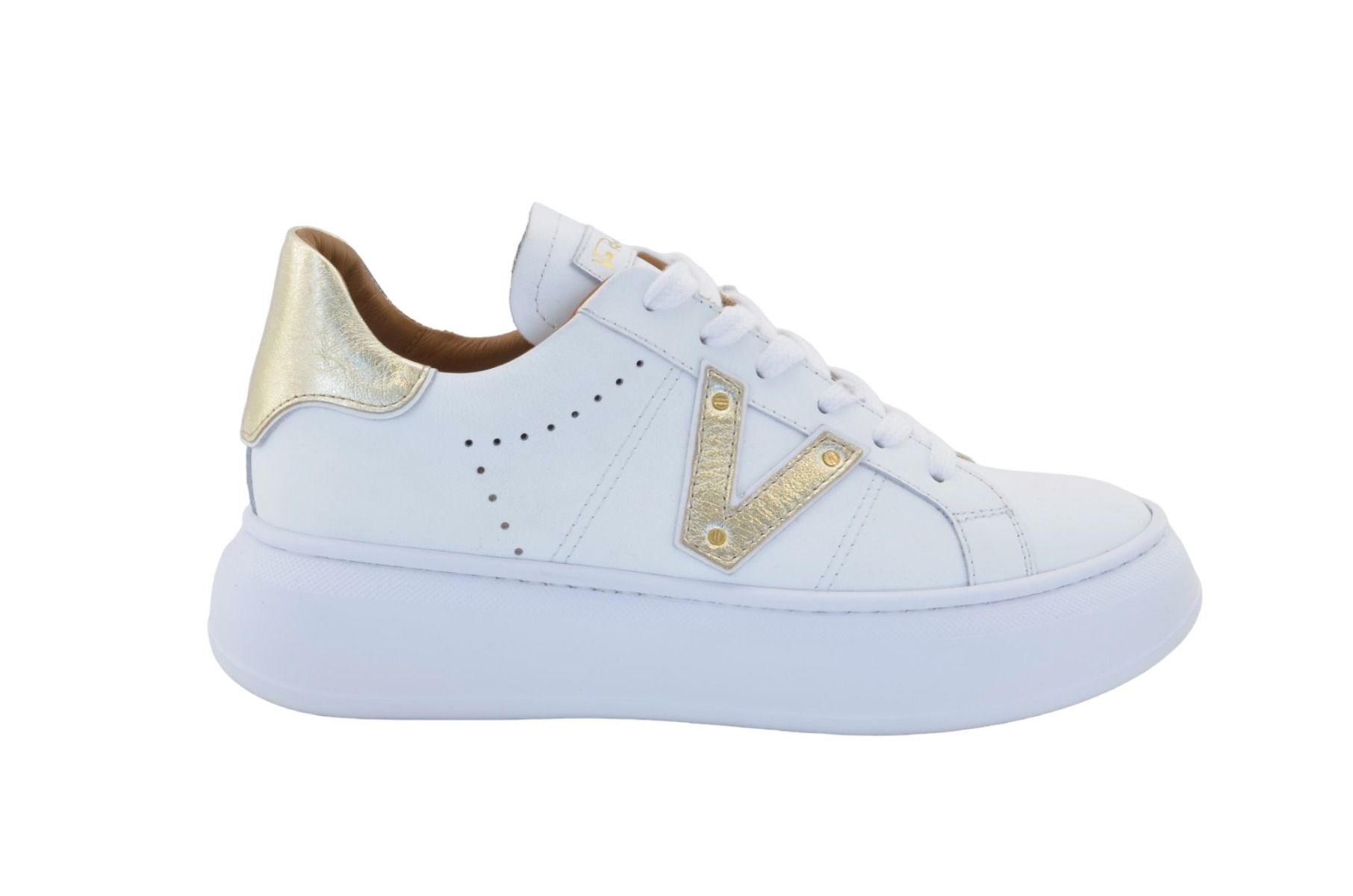 Via Roma 15 Sneakers pelle bianca+platino V 4156 - Via Roma 15 Via Roma 15 Sneakers pelle bianca+platino V 4156 - Via Roma 15