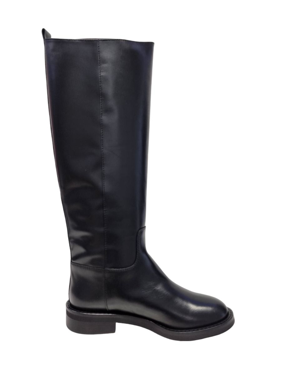 Via Roma 15 Stivale Biker Pelle Nera NO Zeppa 4214 - Via Roma 15