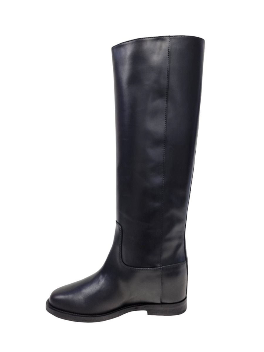 Via Roma 15 Stivale Bottone V Pelle Nera 4254M - Via Roma 15