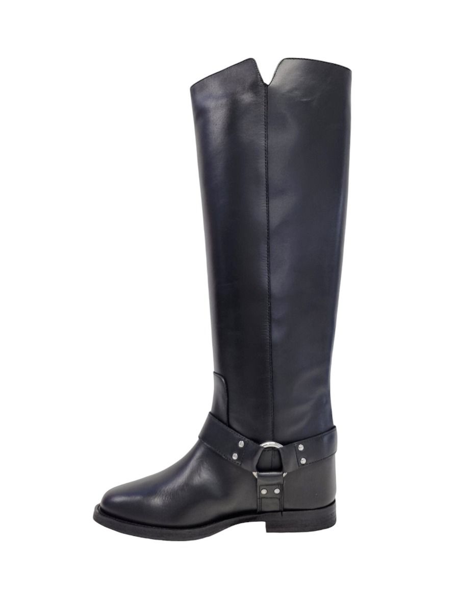 Via Roma 15 Stivale In Pelle Nera Con Accessorio 4203 - Via Roma 15