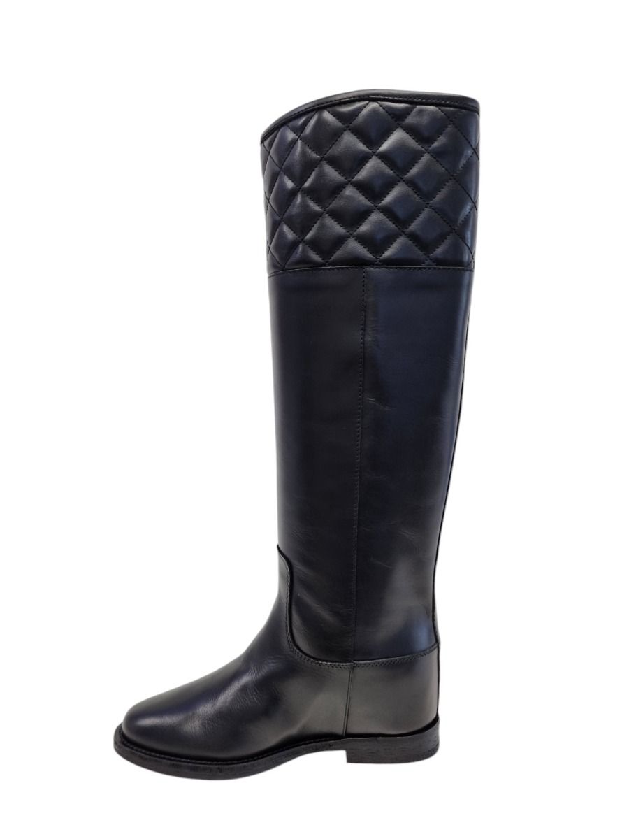 Via Roma 15 Stivale V Oro + Matelassè Pelle Nera 4213 - Via Roma 15