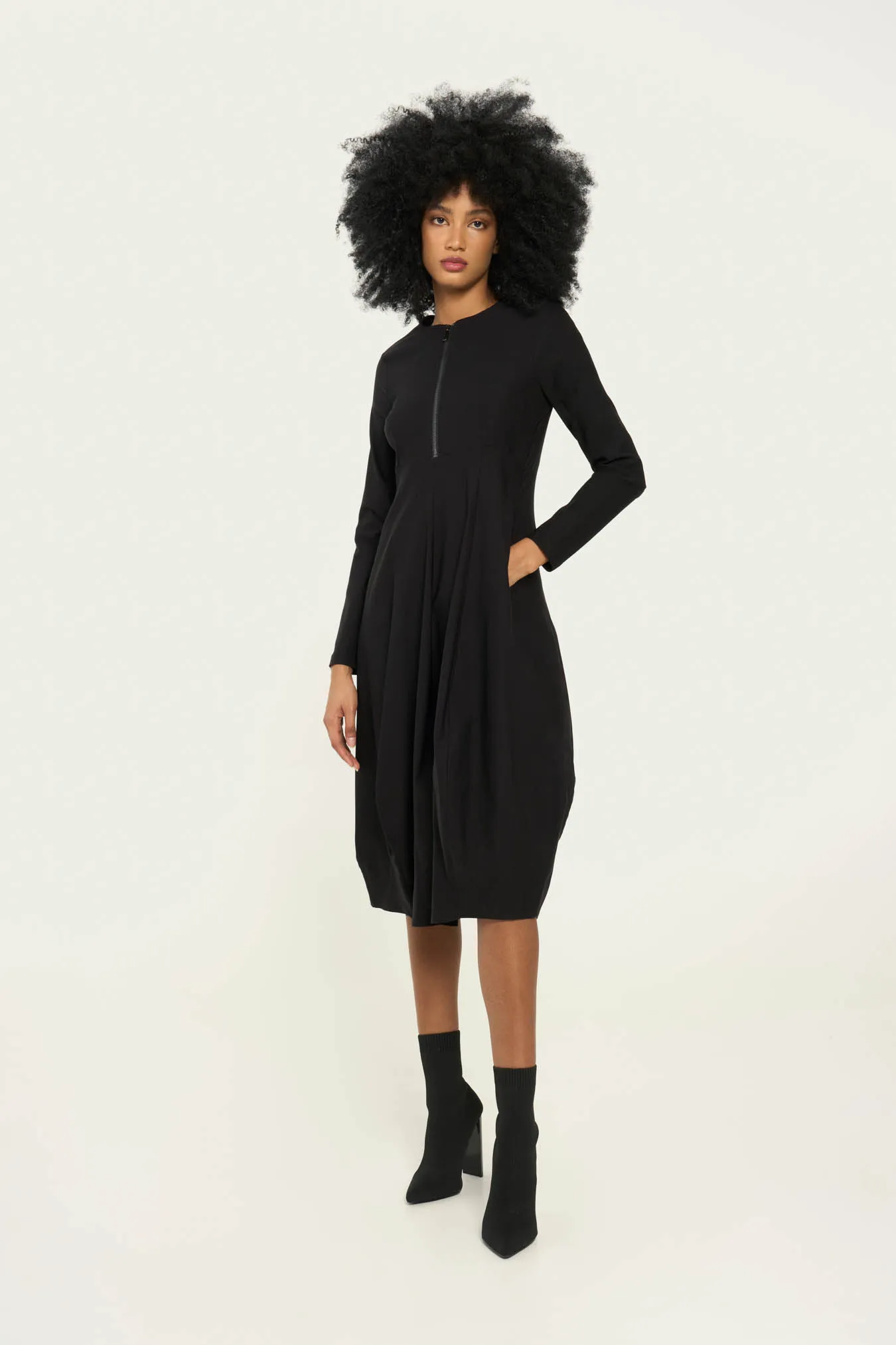 Vicario Cinque Abito Lungo In Bengalina Stretch Con Cerniera Arianna