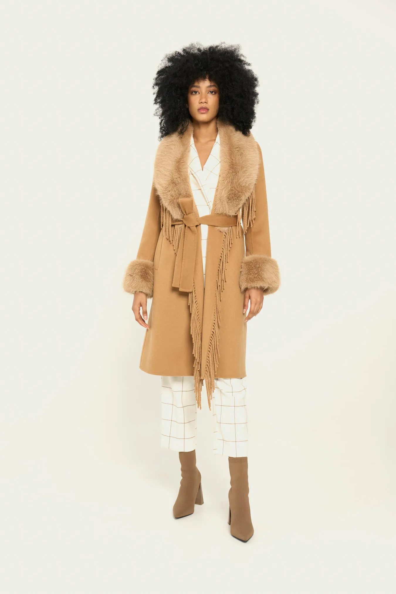 Vicario Cinque Cappotto Vestaglia Lana Ed Ecopelliccia Cloe