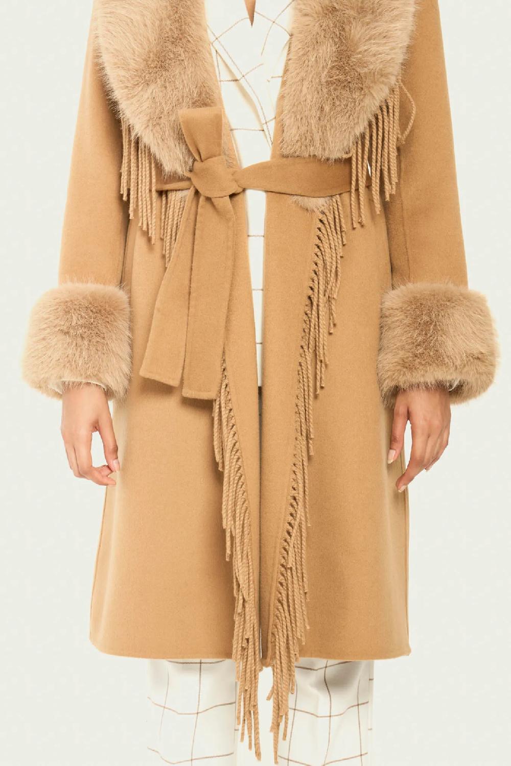 Vicario Cinque Cappotto Vestaglia Lana Ed Ecopelliccia Cloe