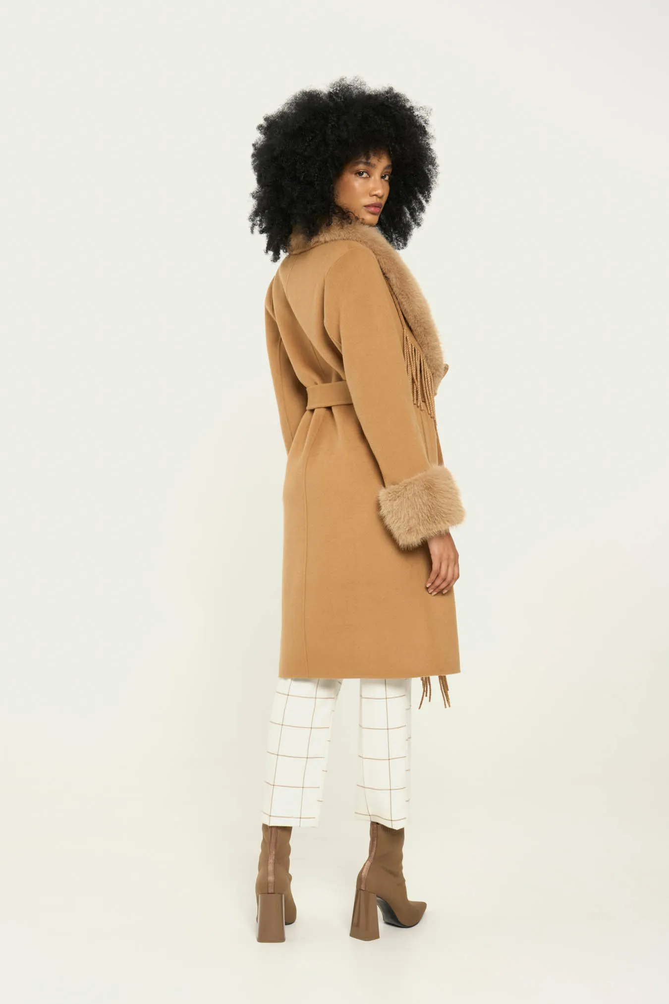 Vicario Cinque Cappotto Vestaglia Lana Ed Ecopelliccia Cloe