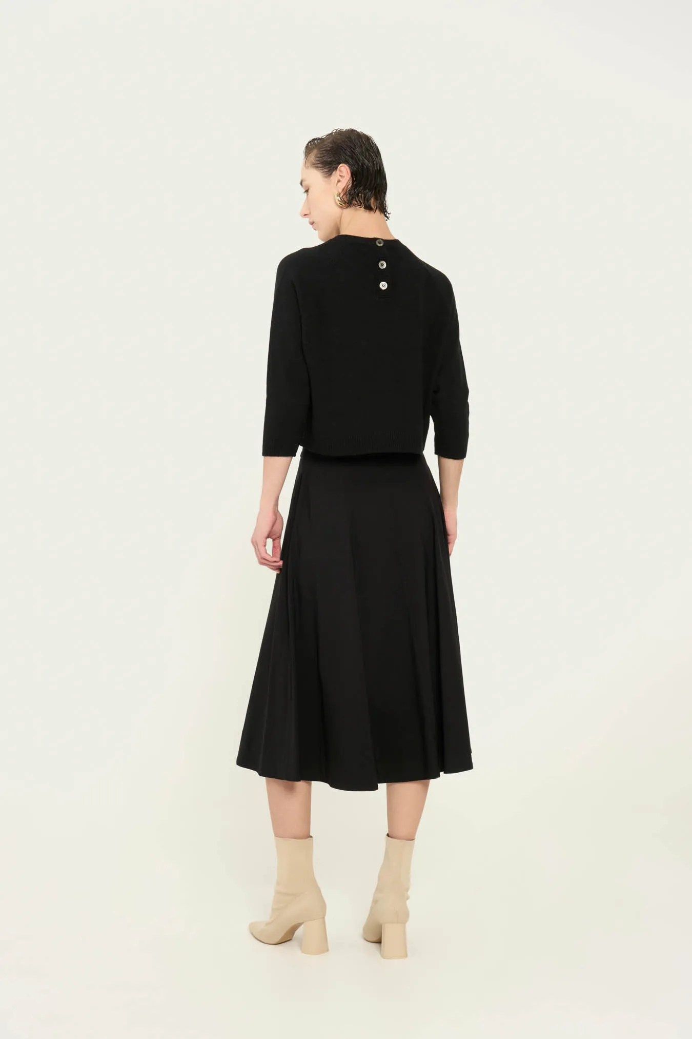 Vicario Cinque Gonna Midi Nera Con Cerniera Davanti Guendalina