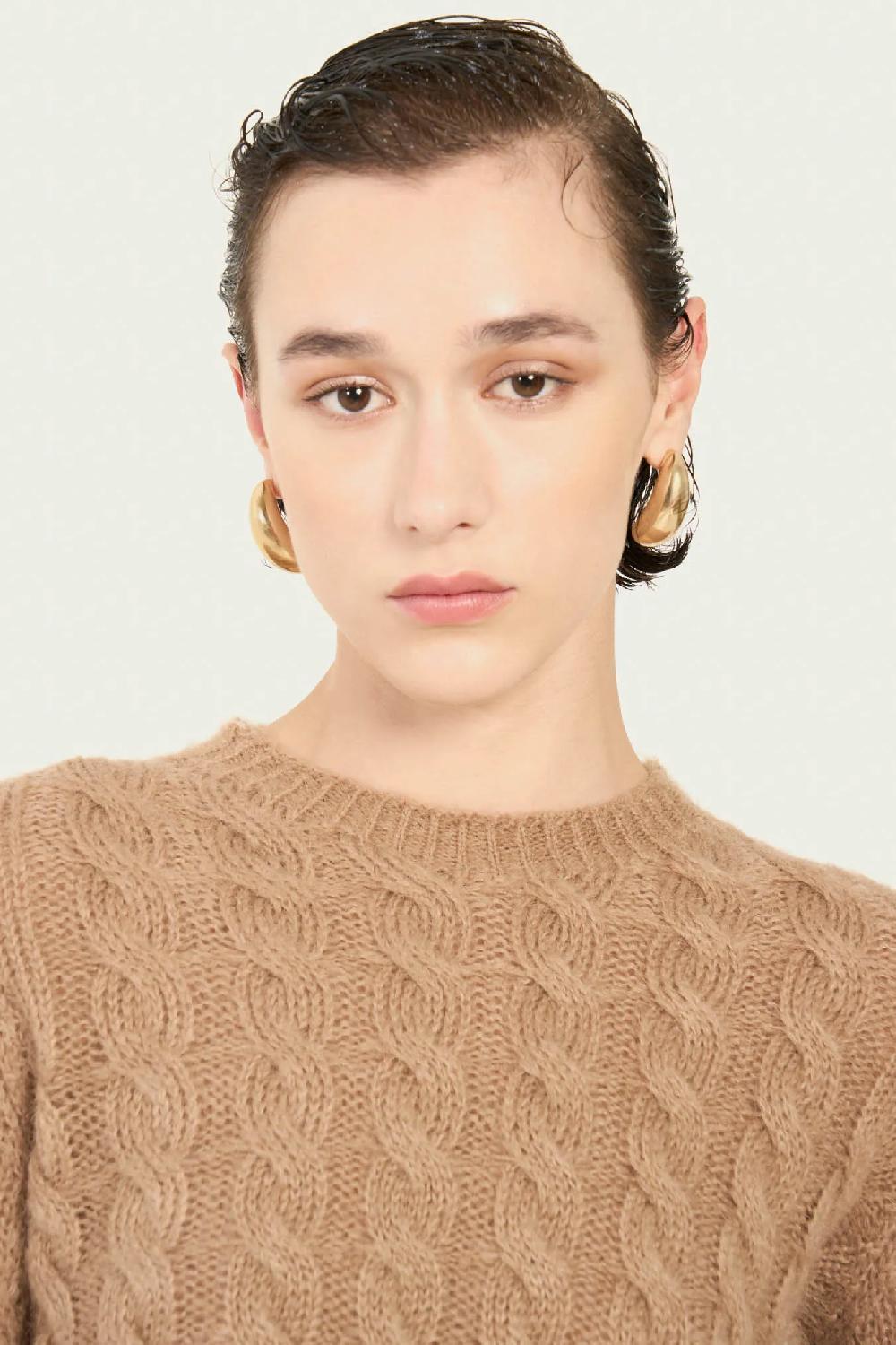 Vicario Cinque Pullover In Mohair Cammello Slim Fit Mabella