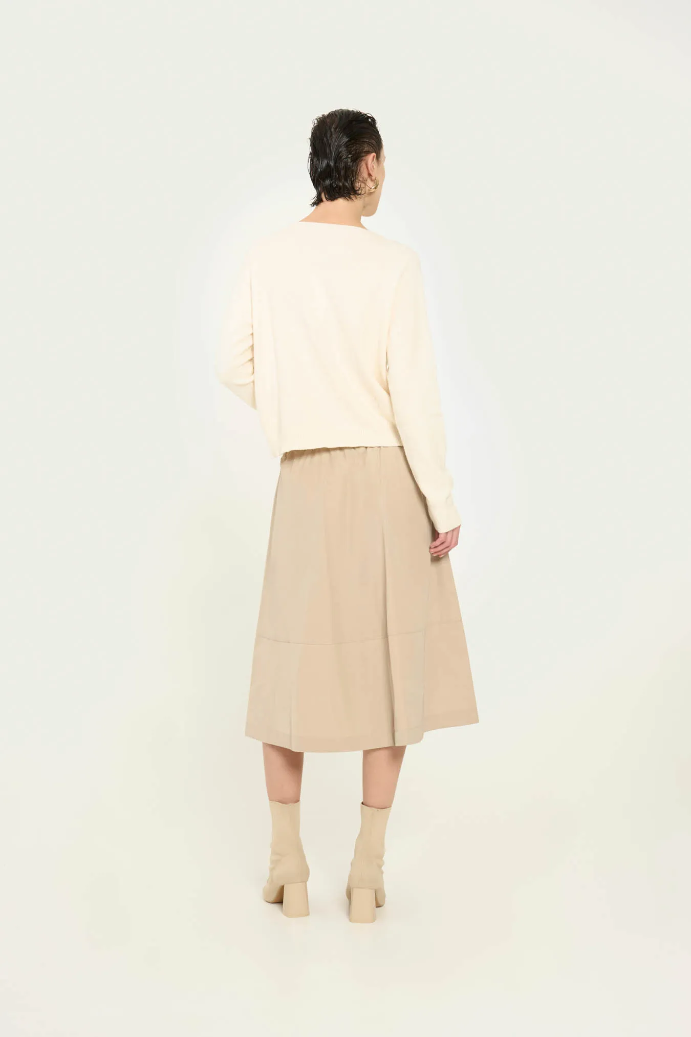 Vicario Cinque Gonna Midi Svasata Beige Giada