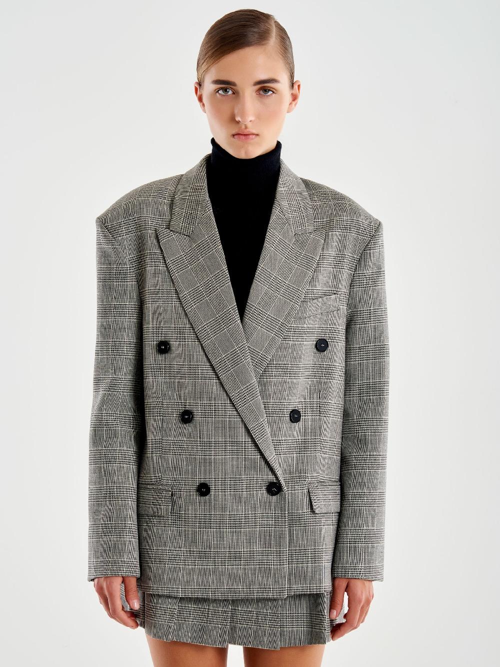 Vicolo Blazer Over Doppiopetto Principe Di Galles Grigio