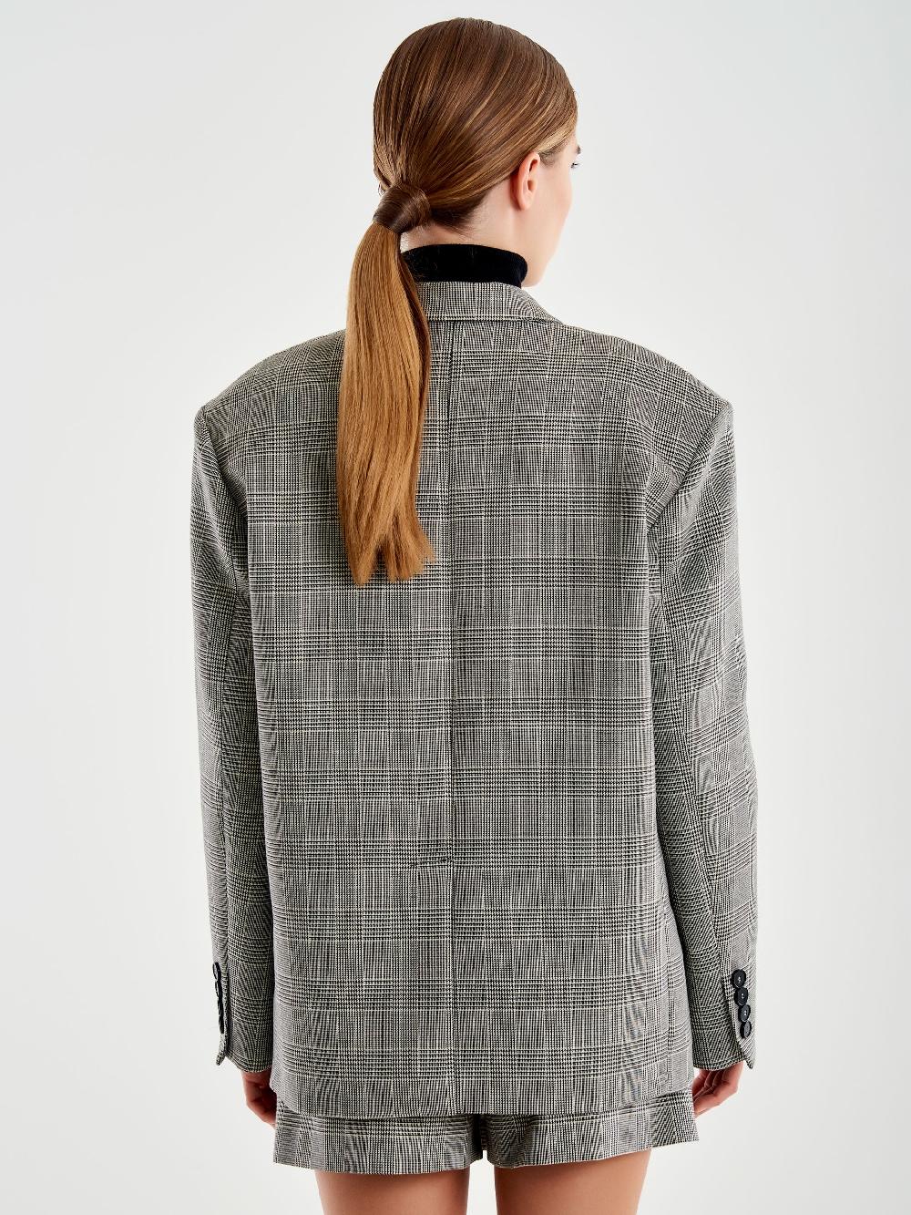 Vicolo Blazer Over Doppiopetto Principe Di Galles Grigio