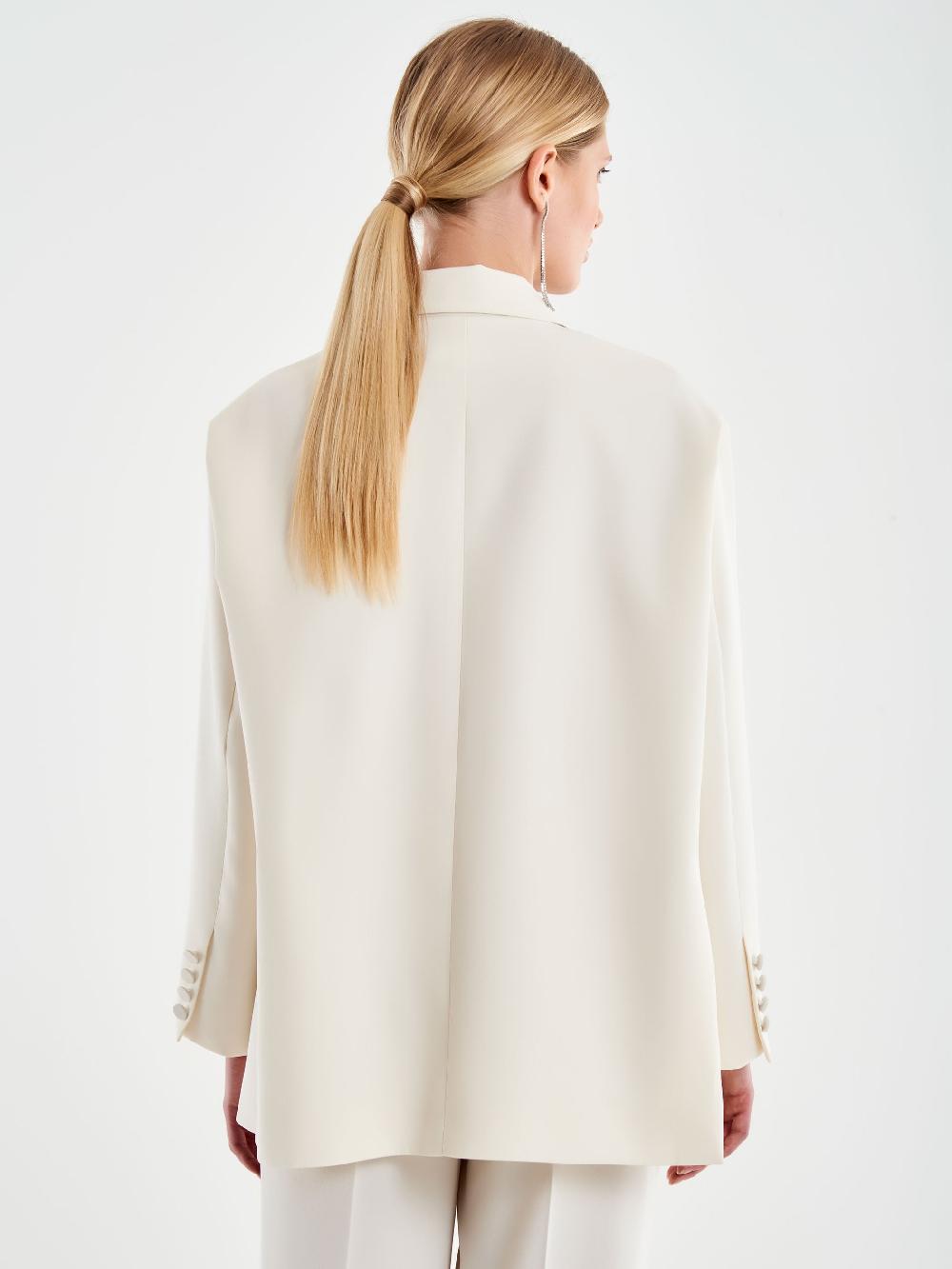 Vicolo Blazer Oversized Con Revers A Contrasto Bianco