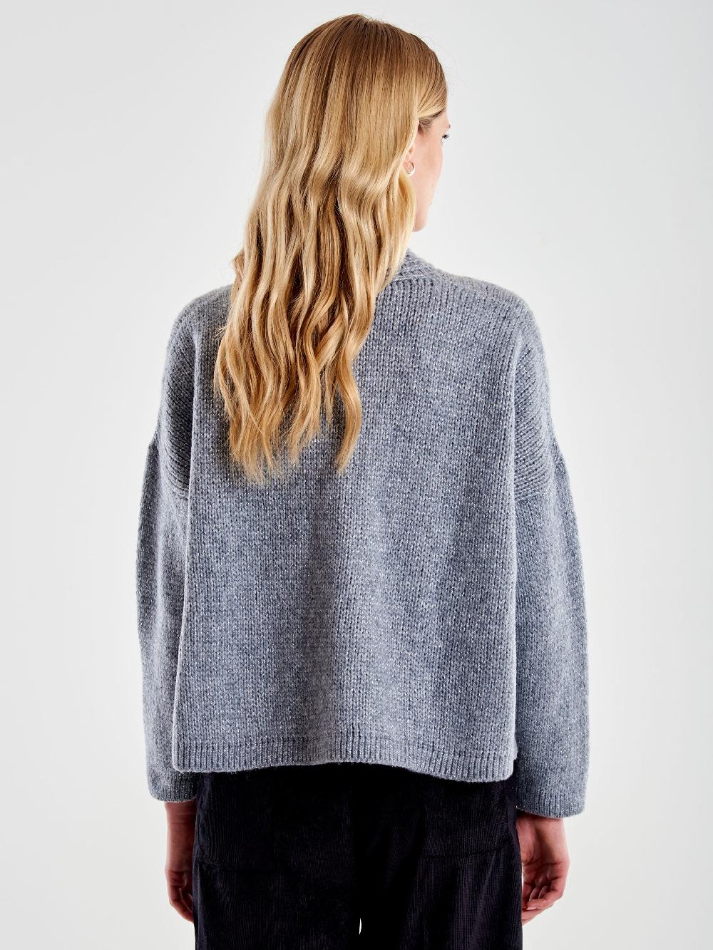 Vicolo Cardigan Bottoni Gioiello E Scollo A V Grigio