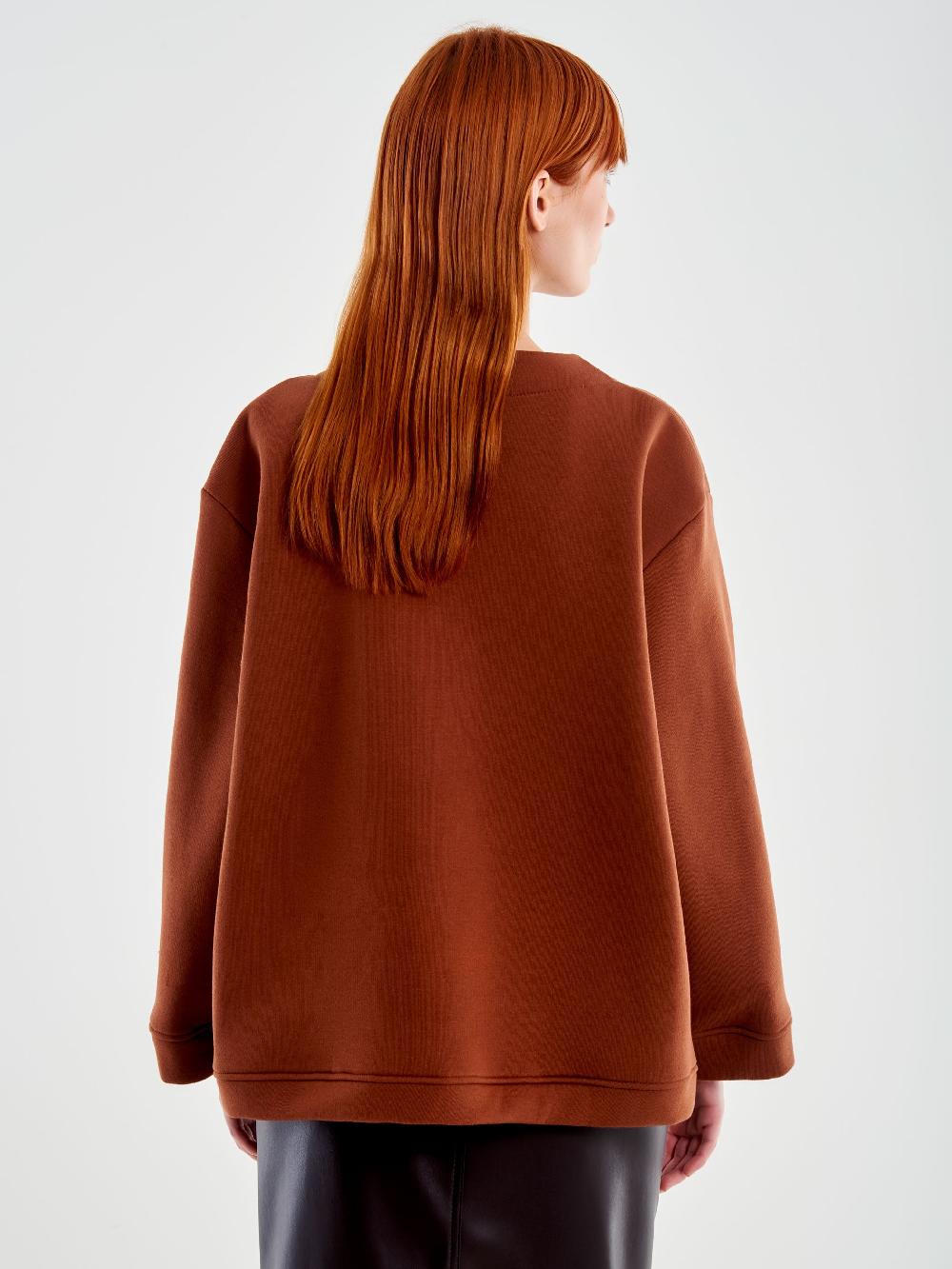 Vicolo Cardigan In Felpa Con Patch E Spille Marrone