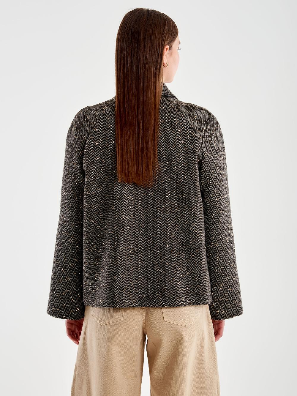 Vicolo Giacca Corta Con Bottoni Con Paillettes Marrone