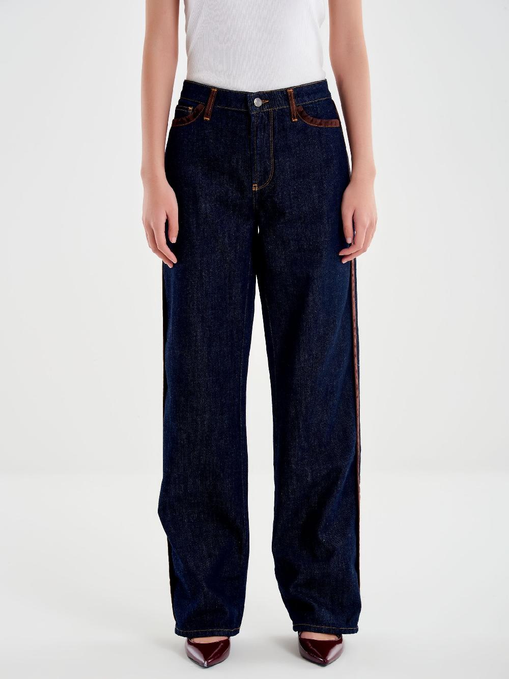 Vicolo Jeans Icon Alex Con Profili In Alcantara Blu