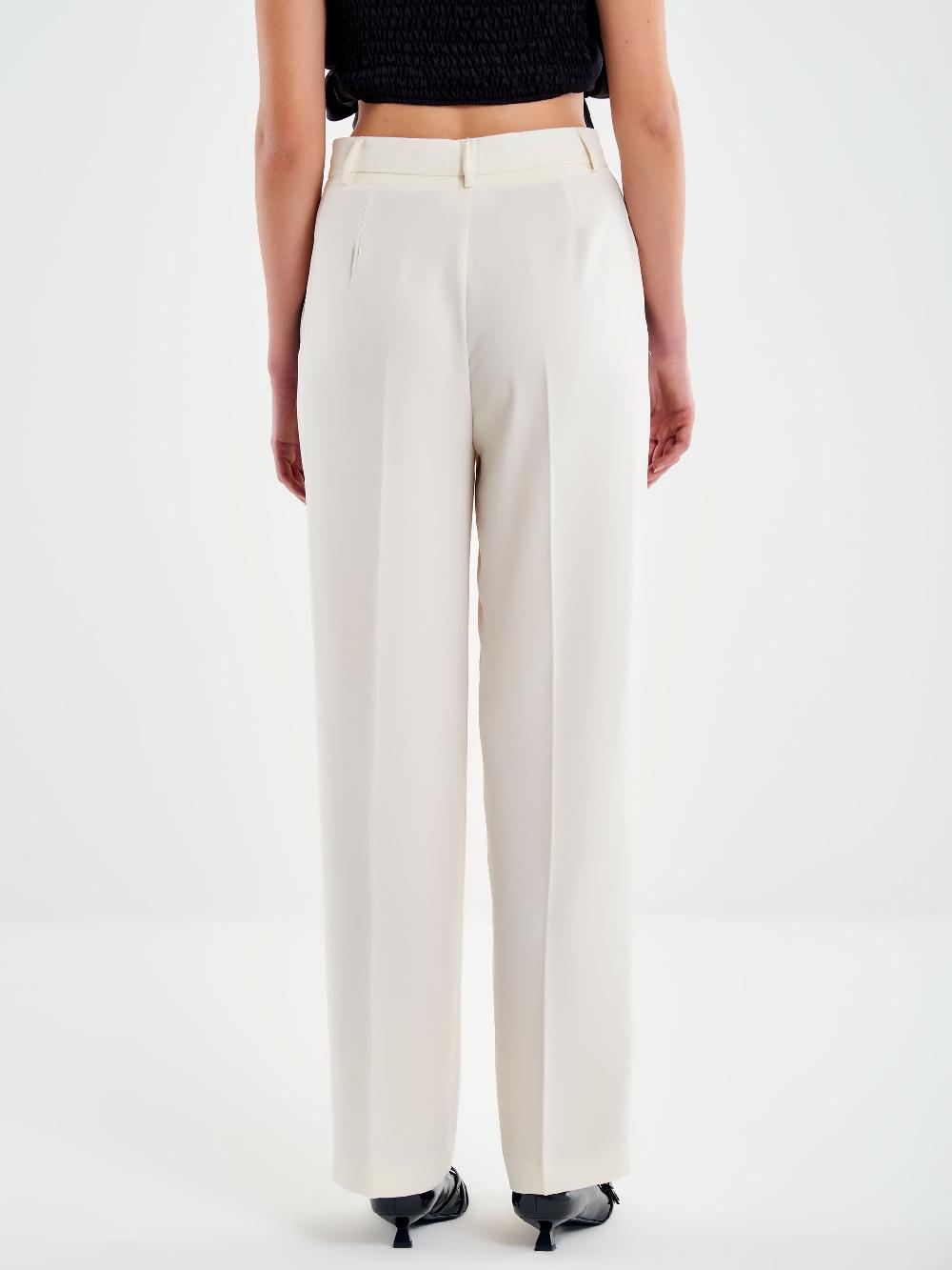 Vicolo Pantalone Banda Laterale Satin A Contrasto Bianco