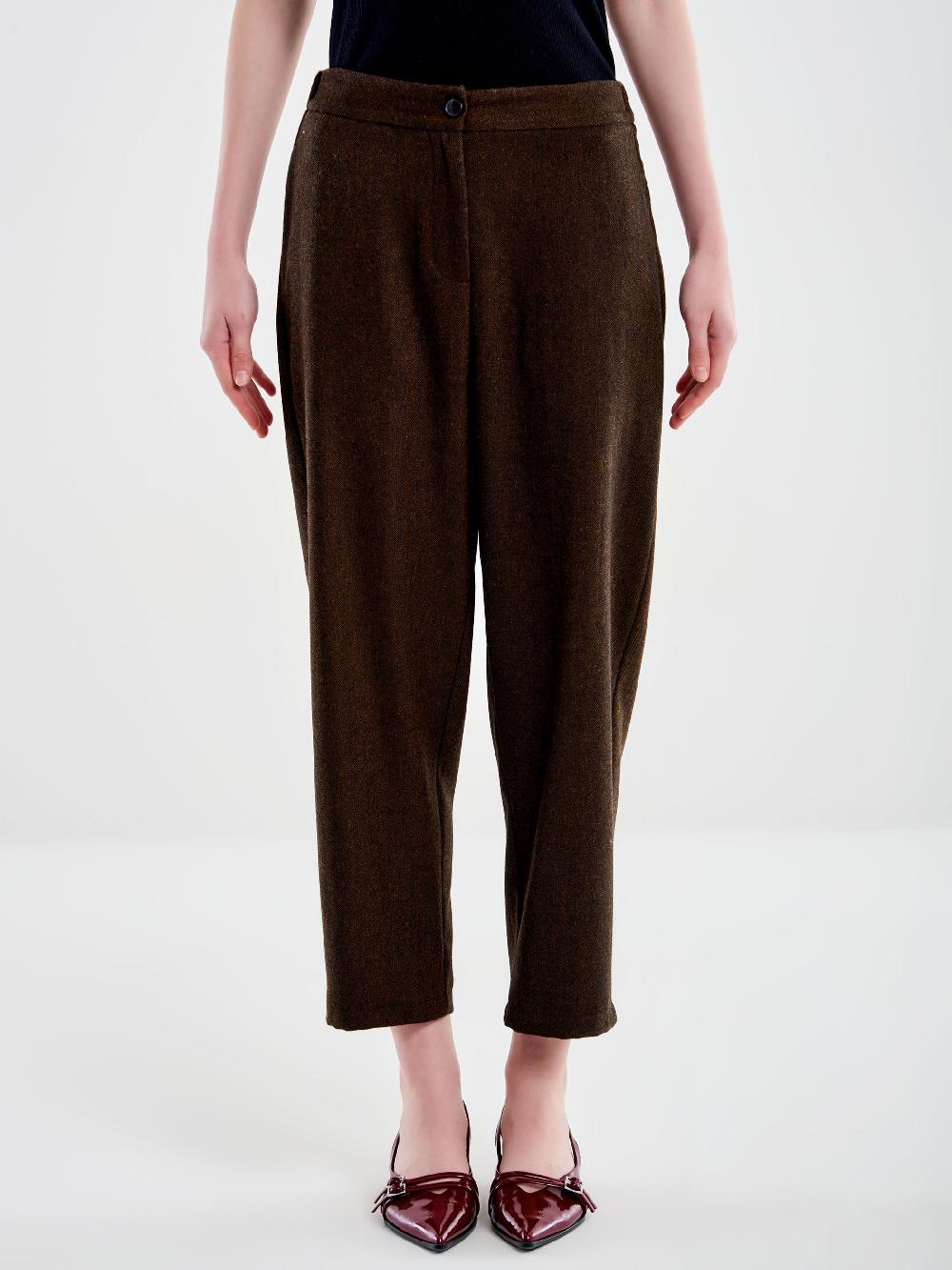 Vicolo Pantalone Carrot Fit Fesco Di Lana Spinato – Vicolo