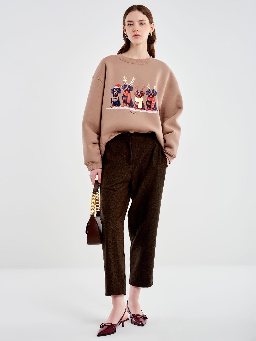 Vicolo Pantalone Carrot Fit Fesco di Lana Spinato – Vicolo