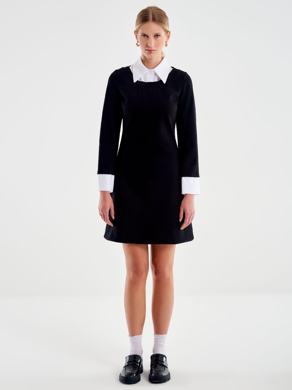 Vicolo Abito Con Polsini E Colletto Nero