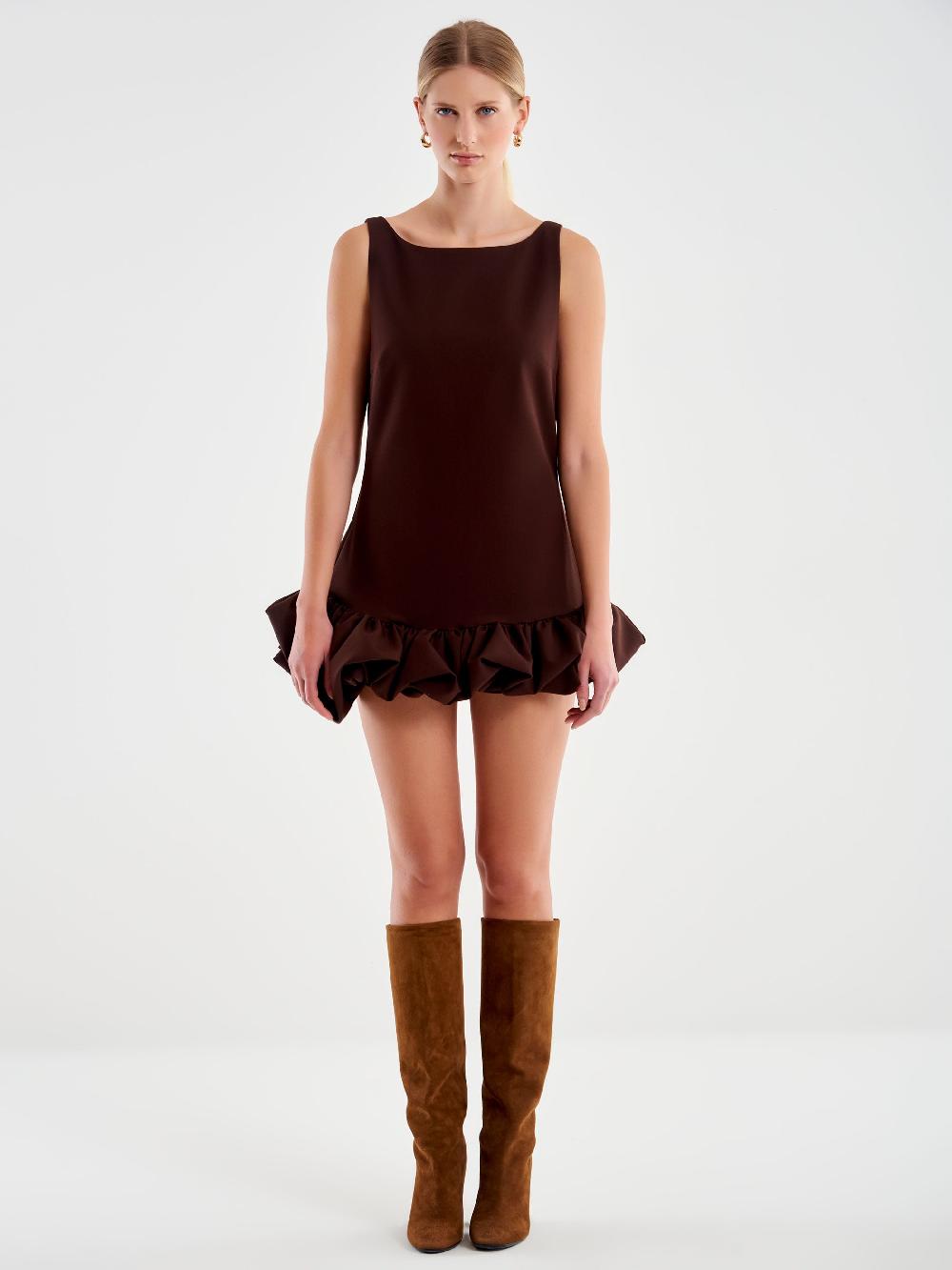 Vicolo Abito Corto Con Fondo A Palloncino Moro