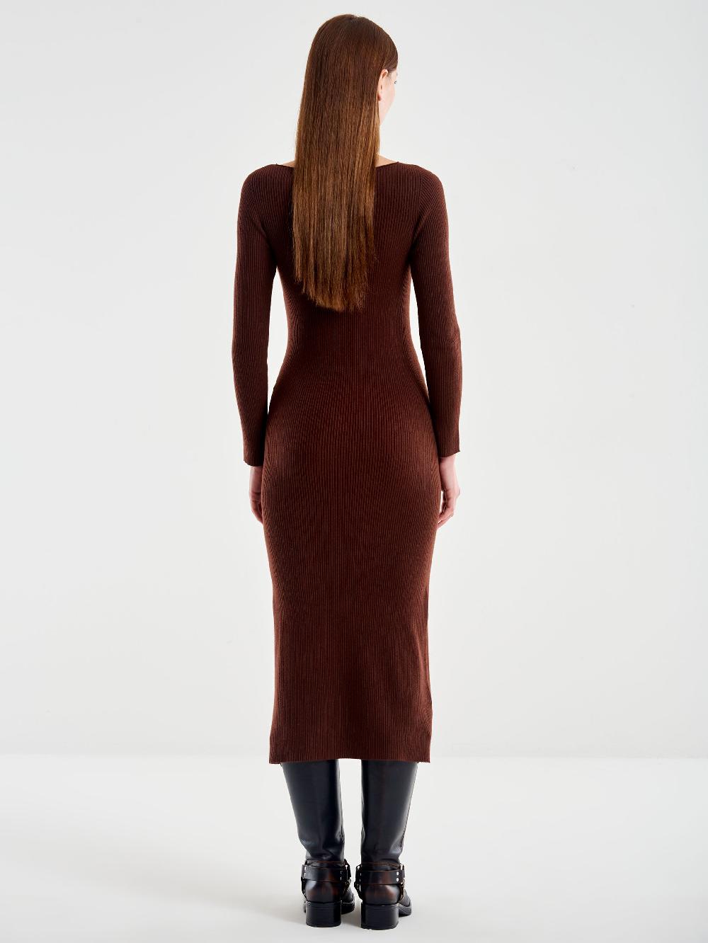 Vicolo Abito In Maglia Con Spacco Moro